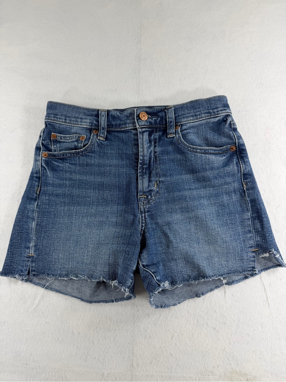 GAP High Rise Denim Cutoff Shorts Size 25 Raw‎ Hem Medium Wash